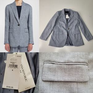 $160 NEW BANANA REPUBLIC CAREER BLAZER MAX MARA PALAU GRAY BLUE 6 MEDIUM NWT